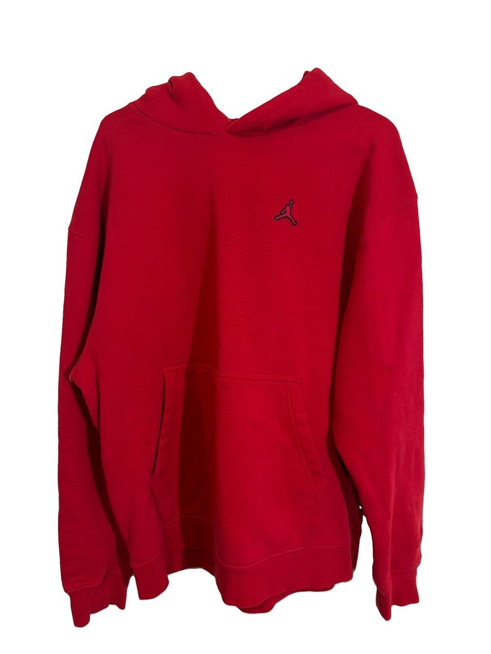 Jordan Men's Pullover Fleece Hoodie Jumpman Embroidered Logo Pockets Red XL VTG